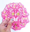 Panther Mascot Pink Embroidery Patch - Small