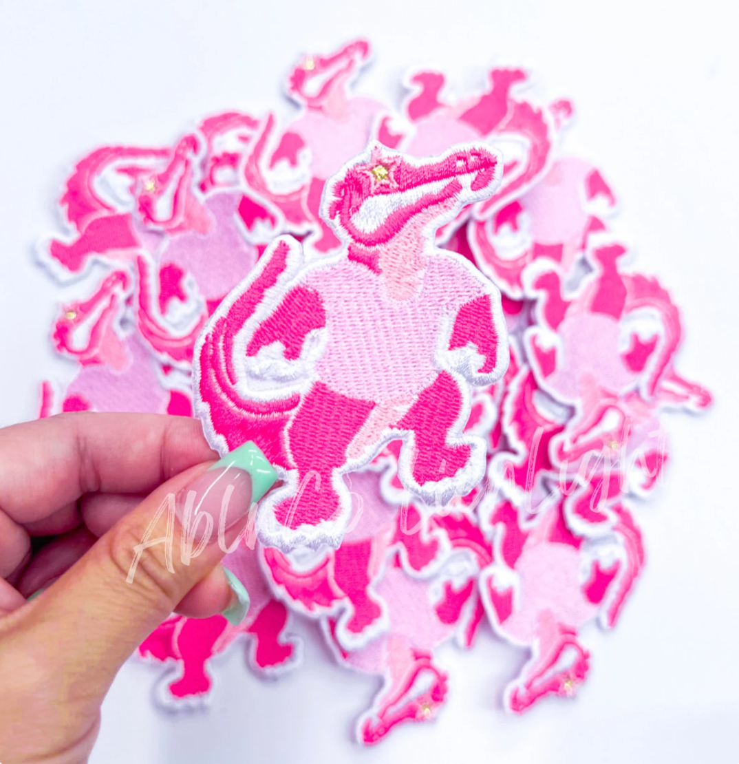 Gator Mascot Pink Embroidery Patch - Small
