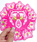 Bear Mascot Pink Embroidery Patch - Small