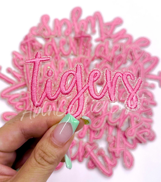 Tigers Pink Mascot Names Embroidery Hat Patch