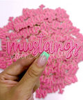 Mustangs Mascot Script Pink Embroidery Patch - Small