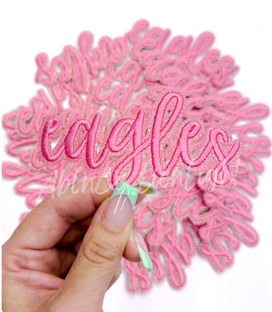 Eagles Pink Mascot Names Embroidery Hat Patch