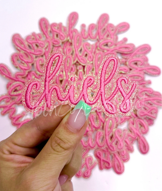 Chiefs Pink Mascot Names Embroidery Hat Patch