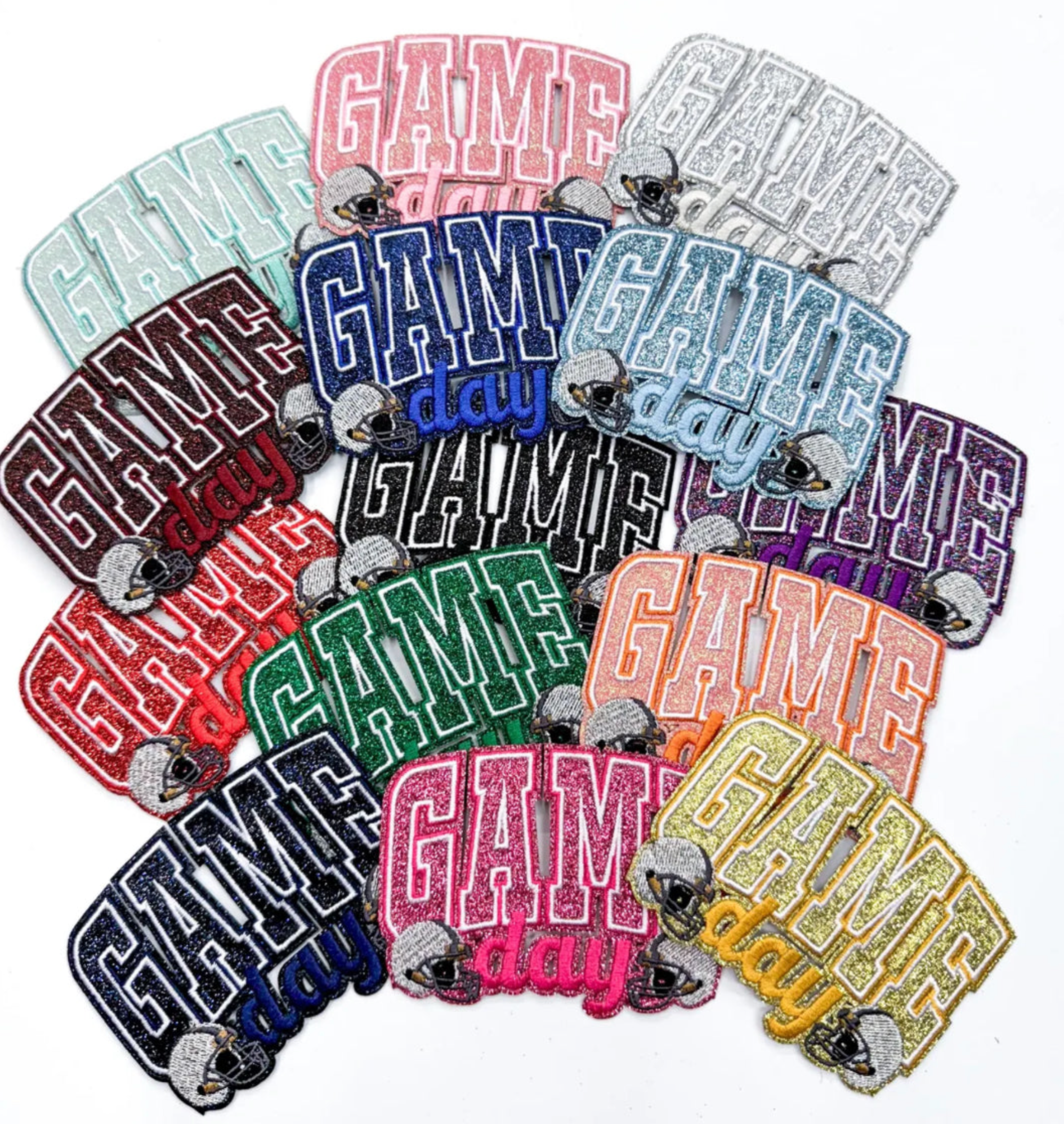 Red Game Day Helmet Embroidery Patch