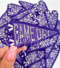 Purple Game Day Pennant Flag Rhinestone Embroidery Patch