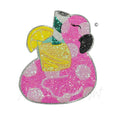 Pink Flamingo Drink Float Summer Sequin Embroidery Patch-Large