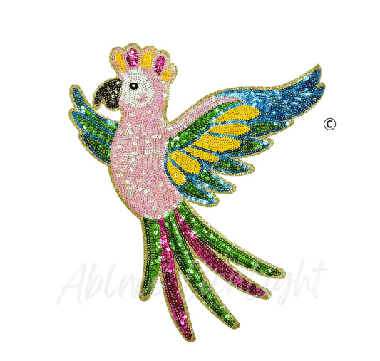 Parrot Summer Sequin Embroidery Patch-Large