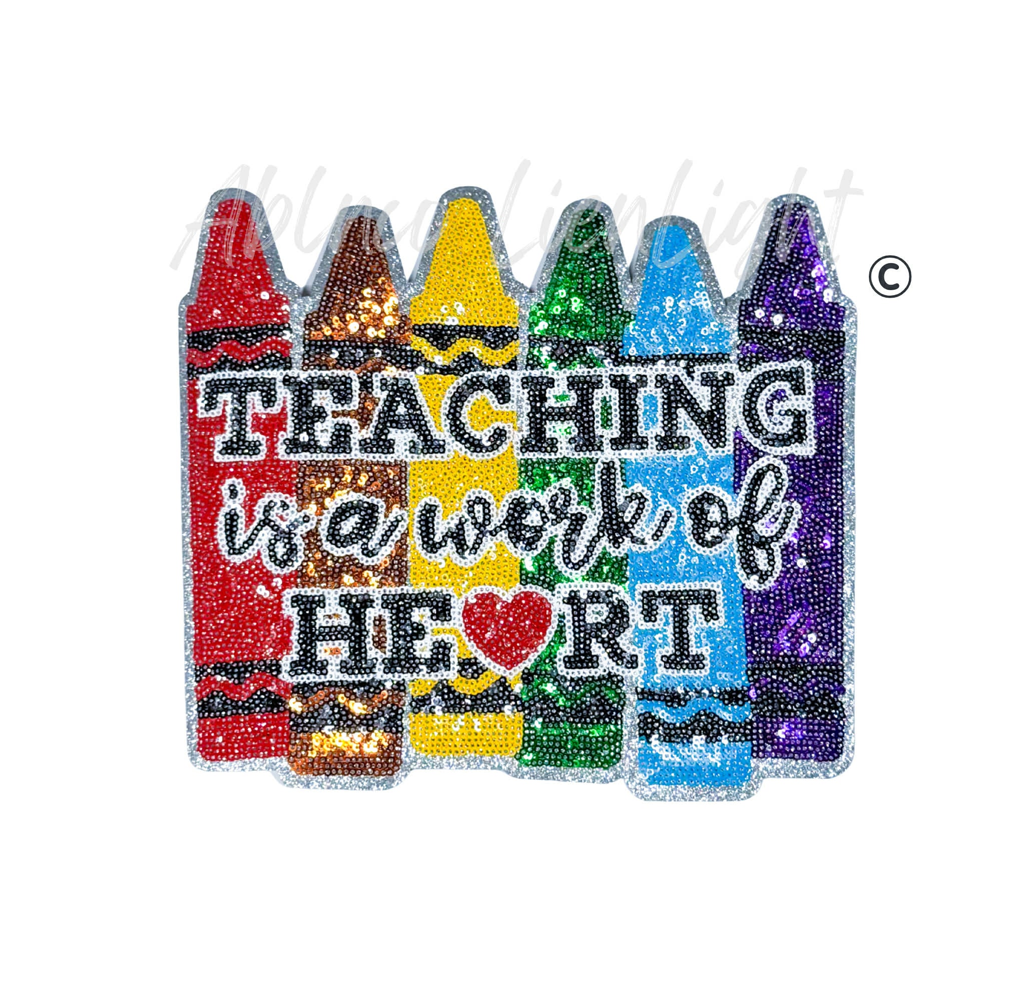 Teaching is a Work of Heart Sequins Teacher Patch - Large