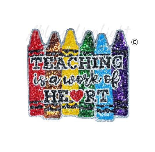 Teaching is a Work of Heart Sequins Teacher Patch - Large