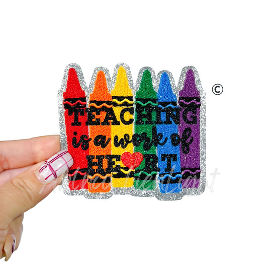 Teaching is a Work of Heart Sequins Teacher Patch - Small