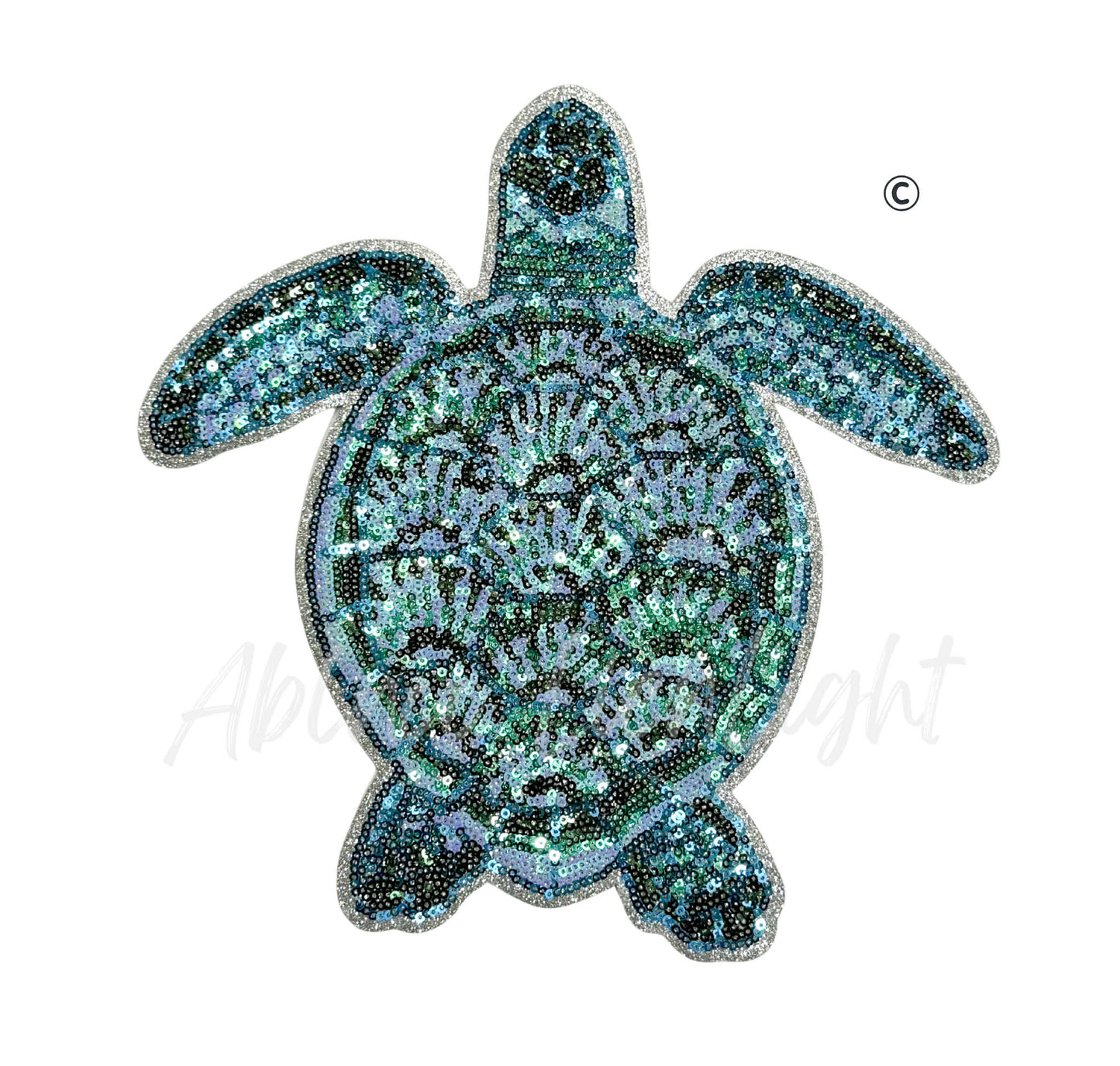 Teal Turtle Summer Sequin Patch-Large