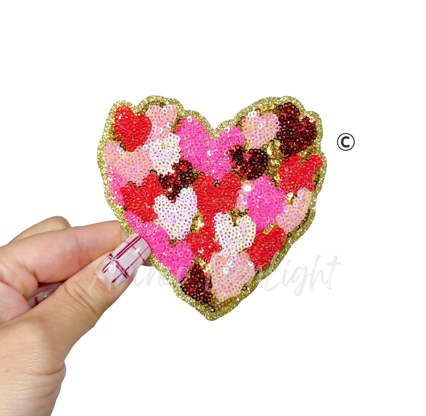Multi Hearts Sequins Valentines Day Patch - Small