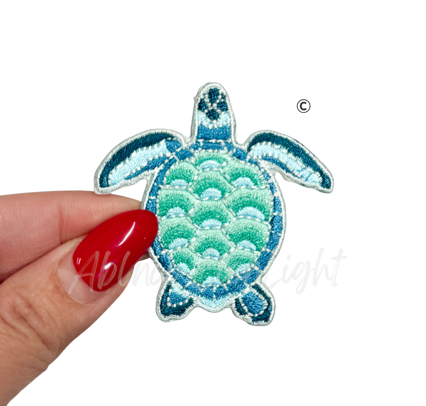 Teal Turtle Summer Embroidered Patch-Small