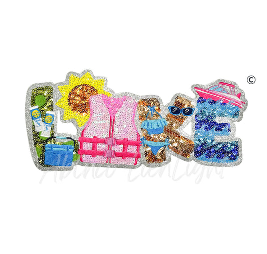 Lake Summer Sequin Embroidery Patch-Large