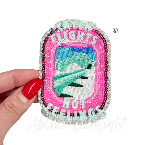 Catch Flights Not Feelings Summer Sequin Patch-Small