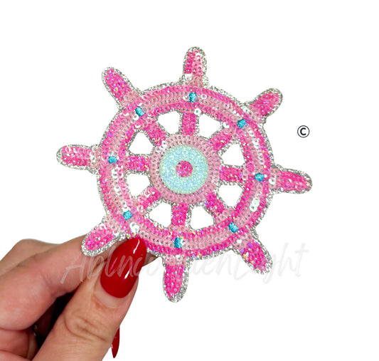 Captains Wheel Summer Sequin Patch-Small