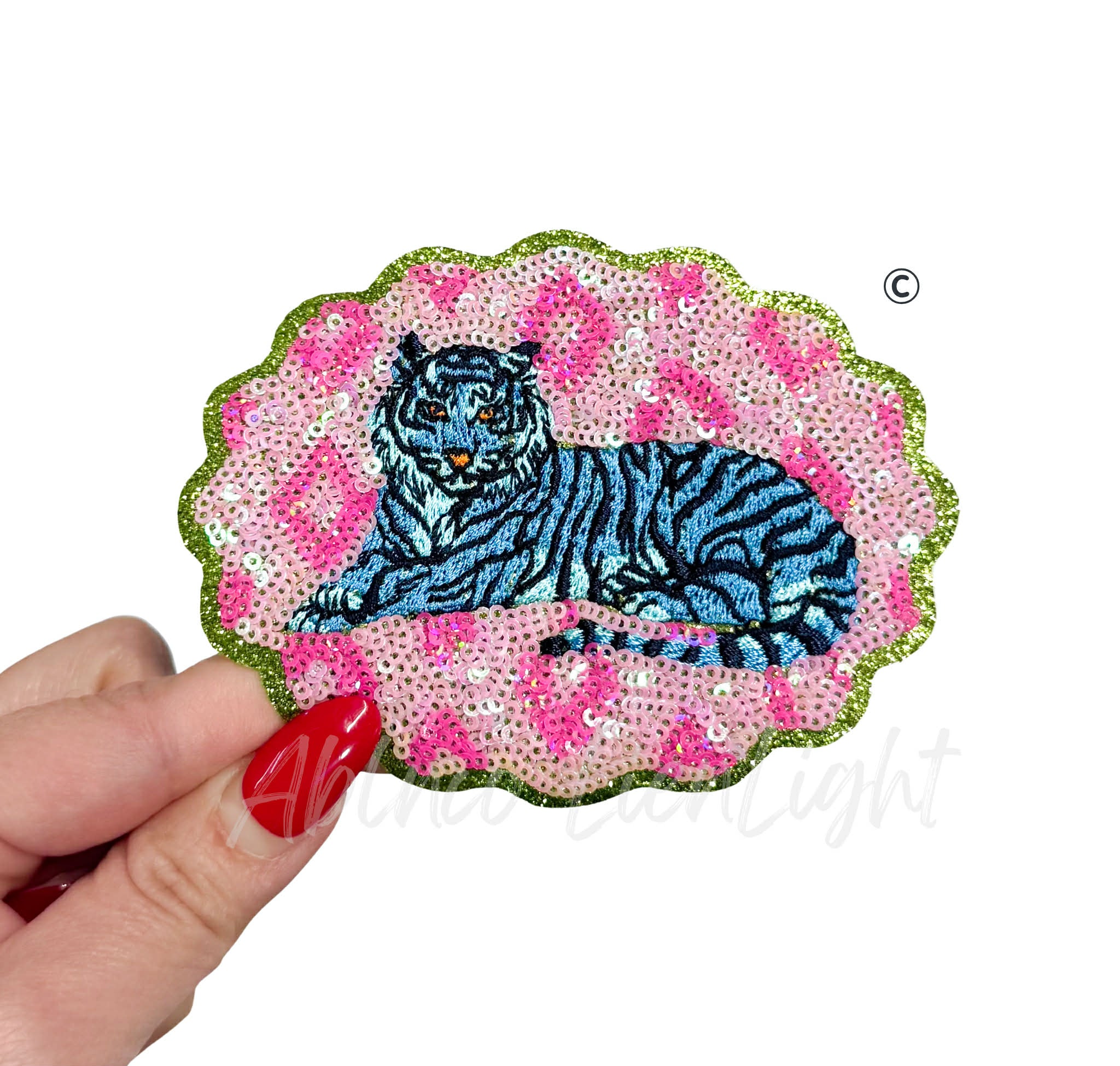 Blue Tiger Summer Sequin Patch-Small