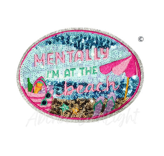 Mentally at the Beach Summer Sequin Patch-Small