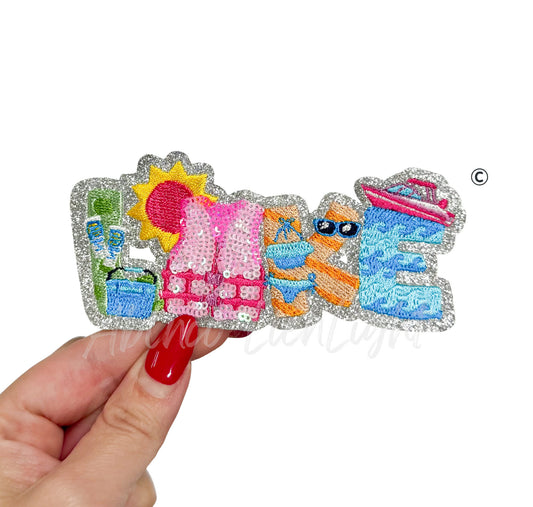 Lake Summer Sequin Embroidery Patch-Small