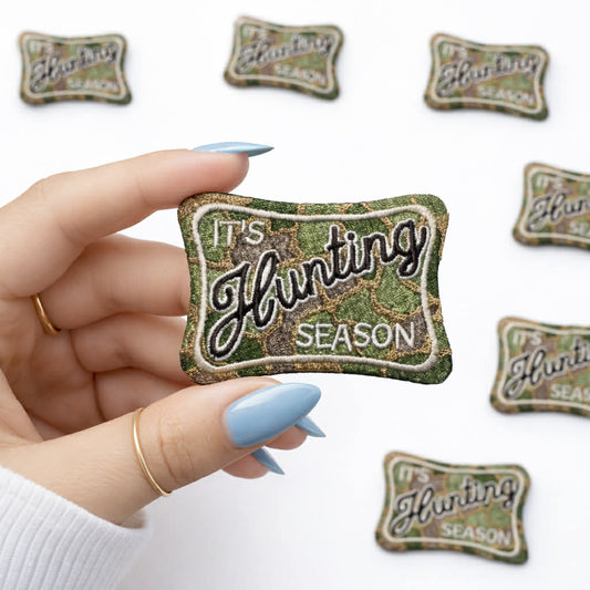 It's Hunting Season Camo Embroidered Mens Patch