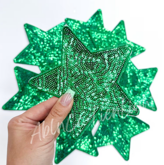 5” Green Sequin Star Embroidery Patch