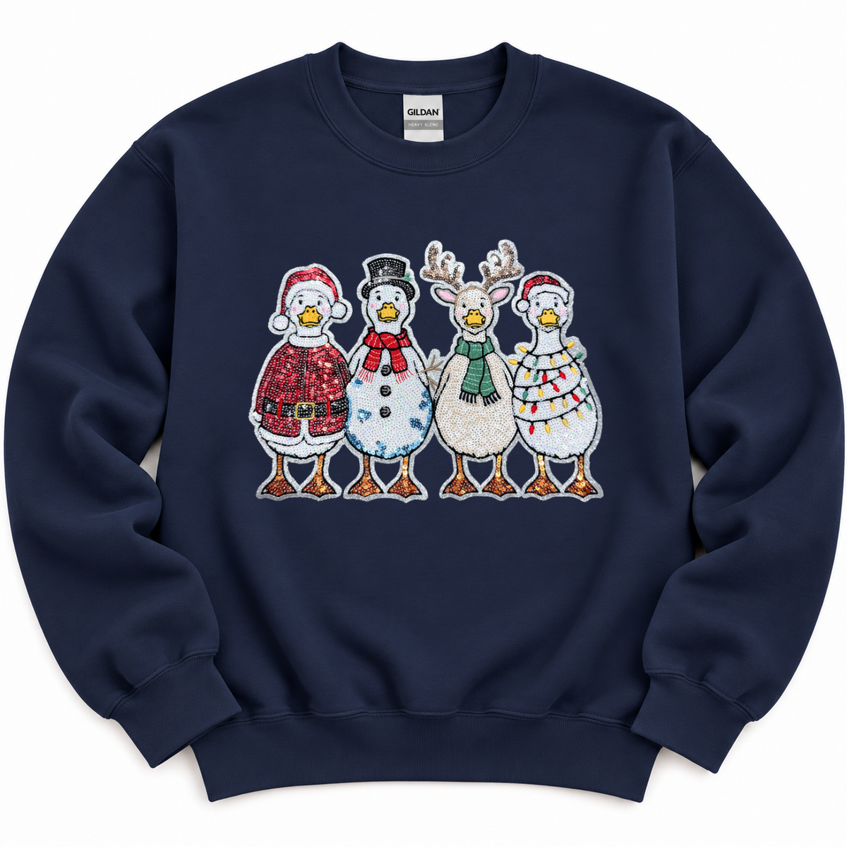 Holiday Christmas Goose Sequin Patch Sweatshirt