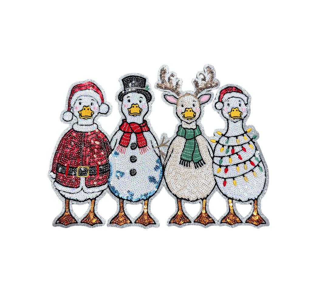 Holiday Silly Goose Christmas Sequin Patch - Large
