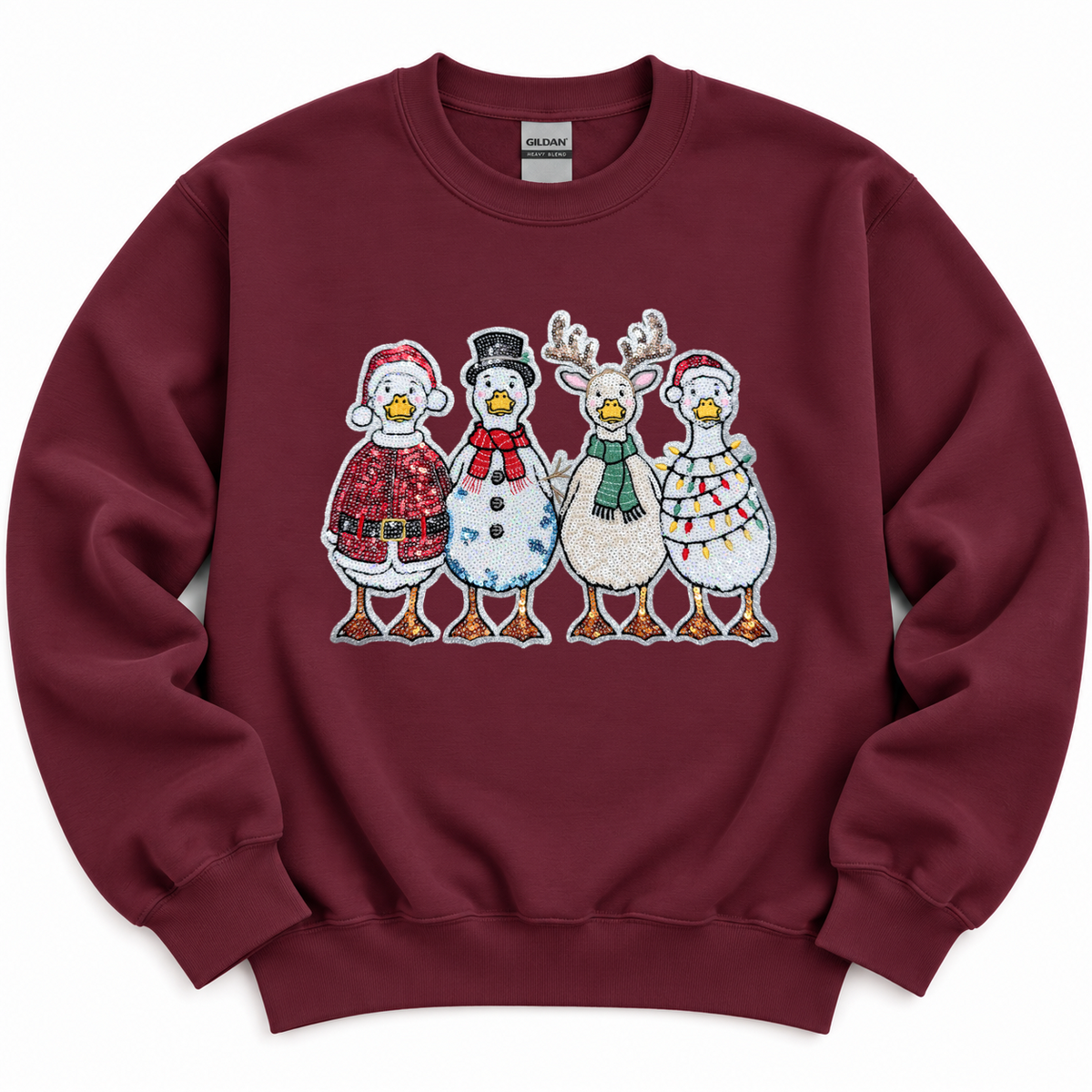 Holiday Christmas Goose Sequin Patch Sweatshirt