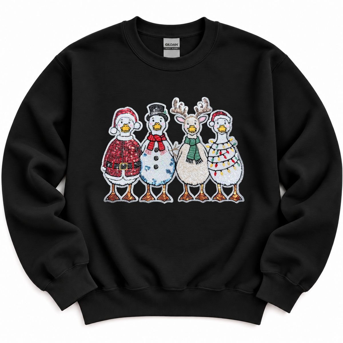 Holiday Christmas Goose Sequin Patch Sweatshirt