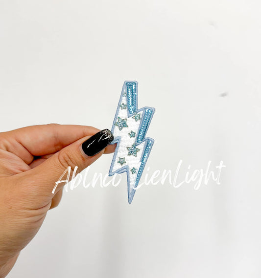 Light Blue Star Bolt Embroidery Sequin Patch