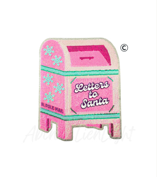Letters to Santa Mailbox Sequins Christmas Patch