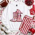 Red Small Town Big Spirit Football Sequin Patch Sweatshirt