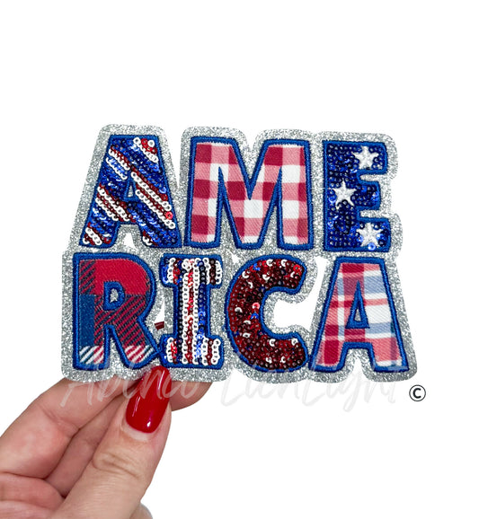 America 4th of July Sequin Patch - Small