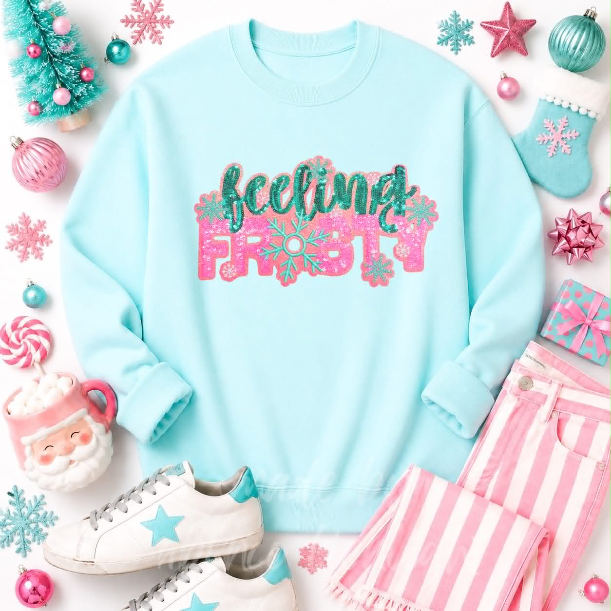 Feeling Frosty Christmas Sequin Patch Sweatshirt