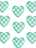 Turquoise Checkered Heart Embroidery Patch