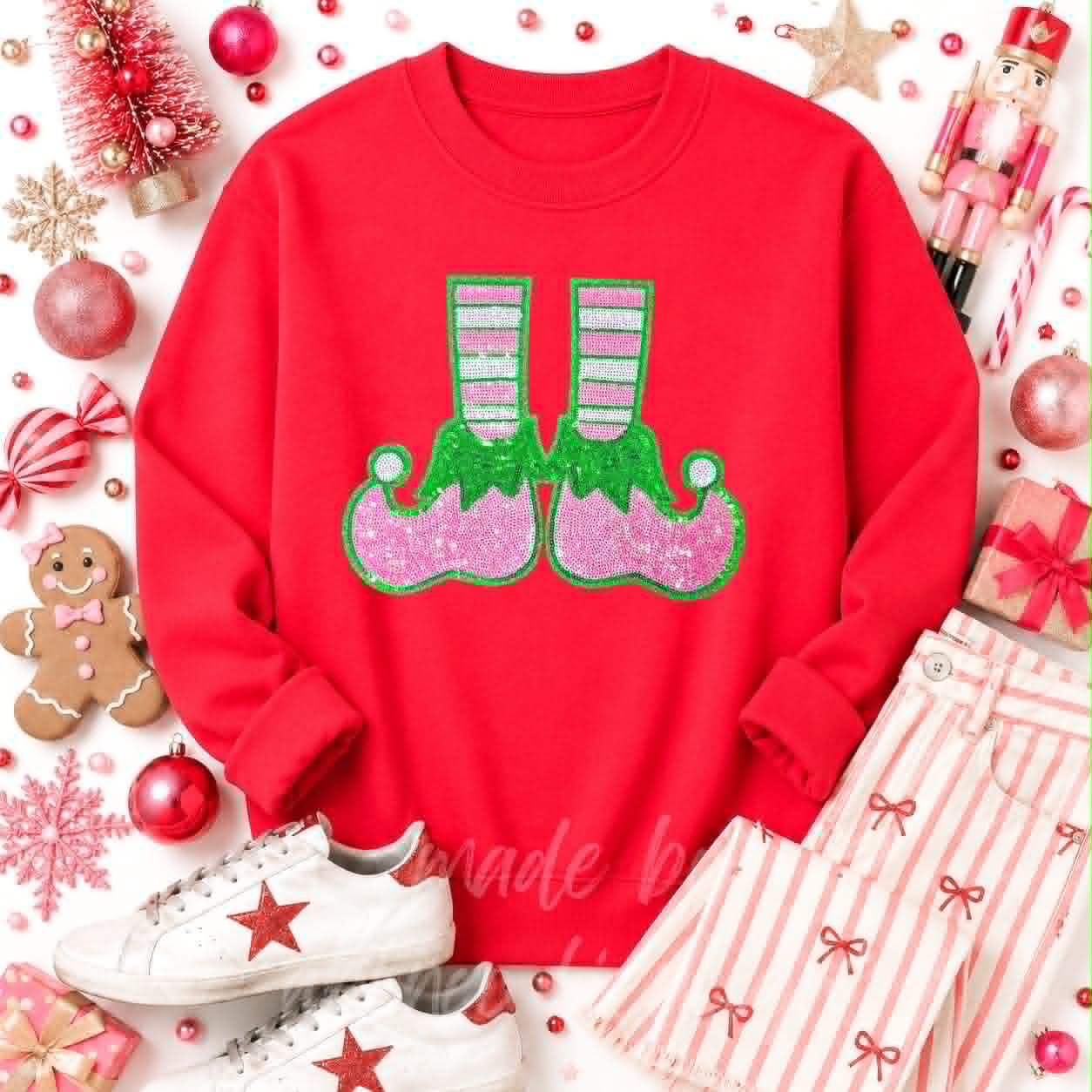 Elf Shoes Christmas Sequin Patch Sweatshirt