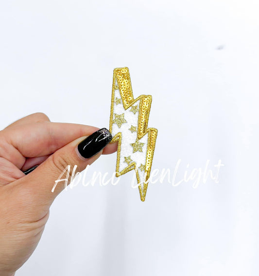 Gold Star Bolt Embroidery Sequin Patch