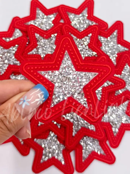 Red Star Rhinestone Embroidery Patch