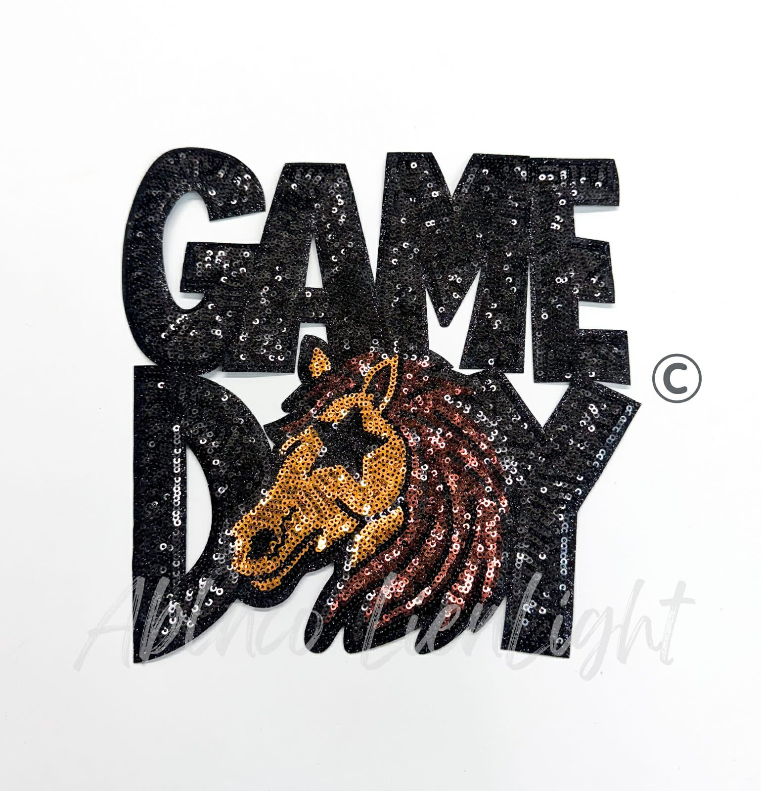 Mustang Mascot Game Day Sequin Patch - Large