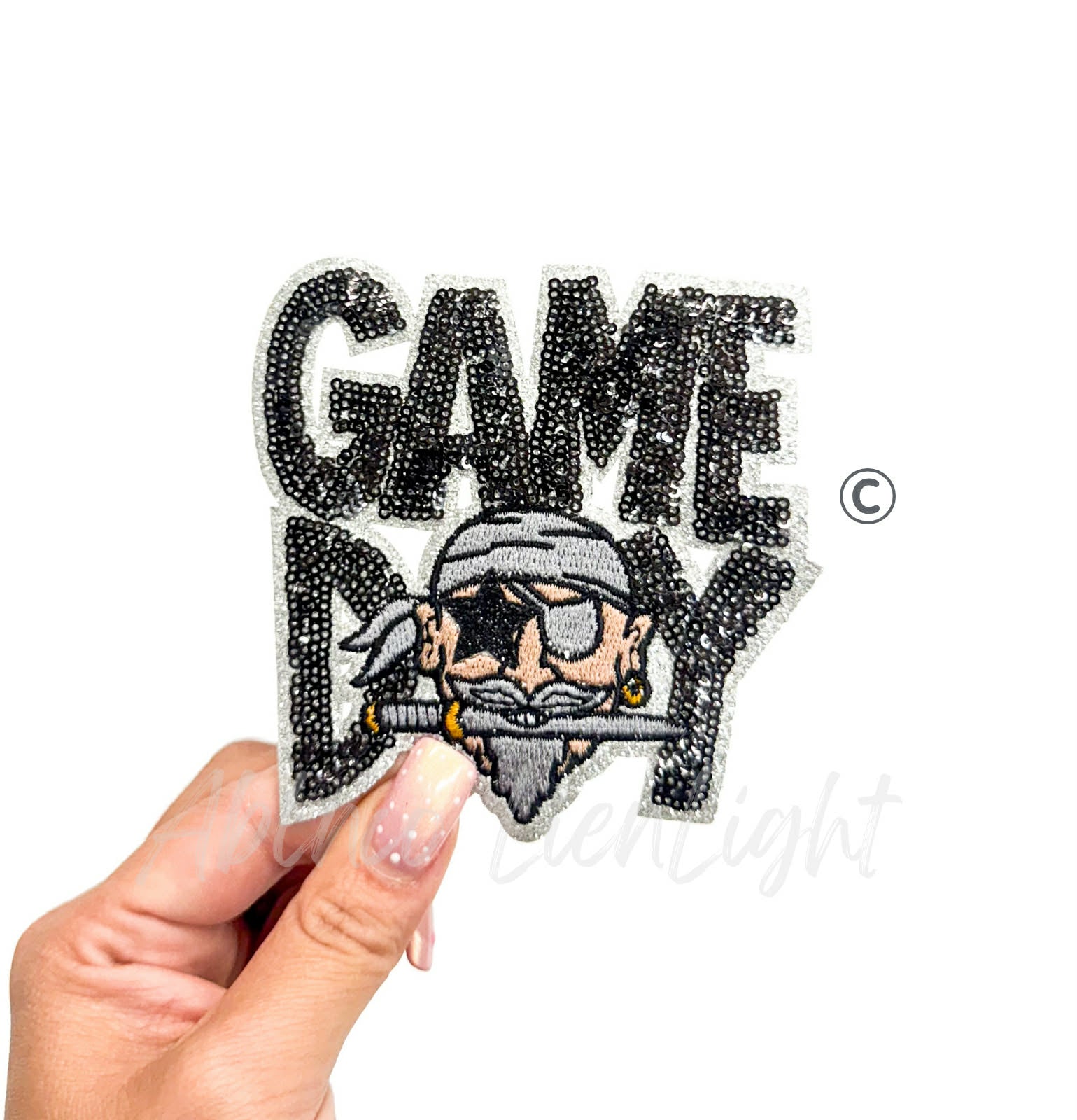 Pirates Mascot Game Day Sequin Patch - Small