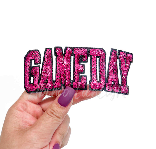 Hot Pink Game Day Sequins Patch-Small