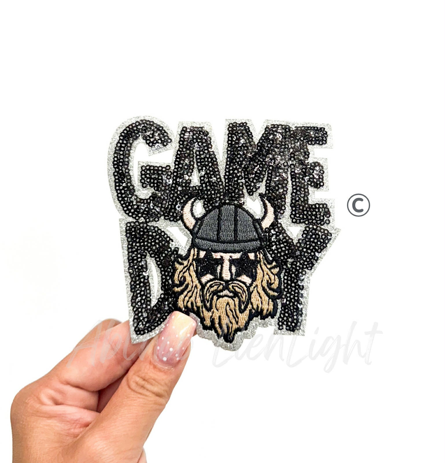 Viking Mascot Game Day Sequin Patch - Small