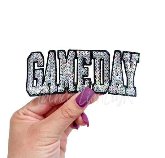 Silver Game Day Sequins Patch-Small