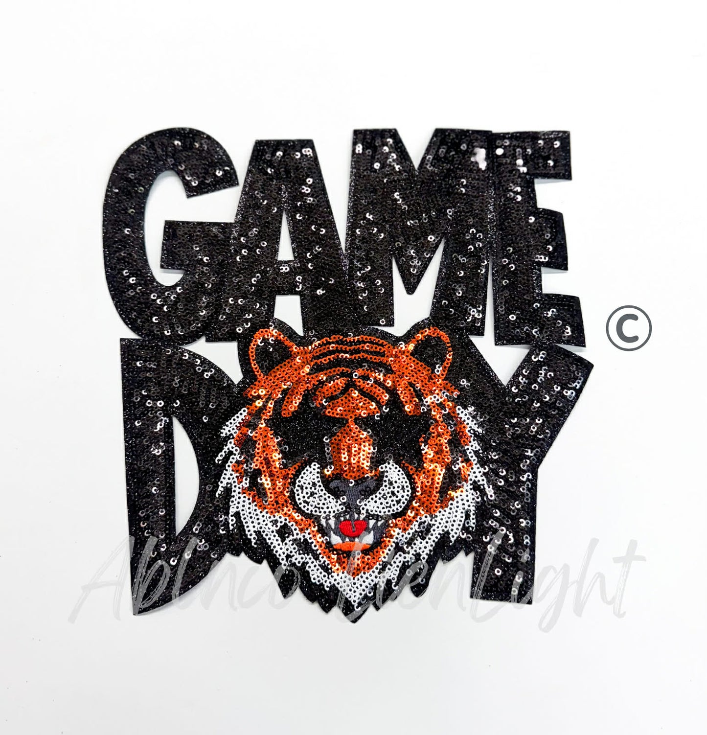 Black Tiger Game Day Mascot Sequins Patch - Large
