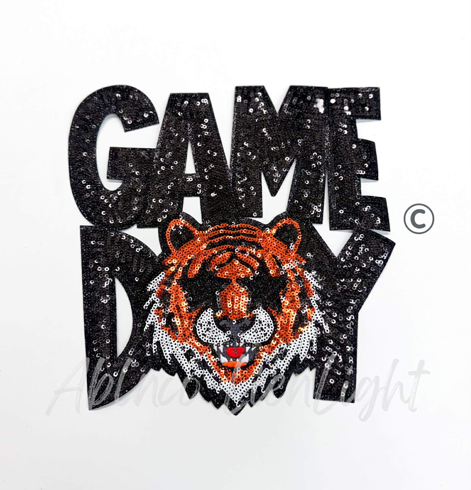 Tiger Mascot Game Day Sequin Patch - Large