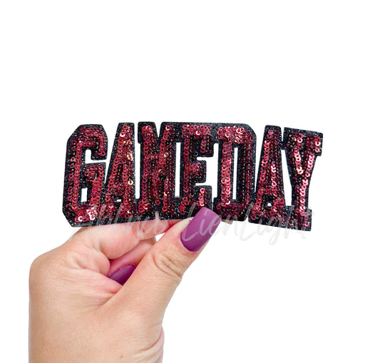 Maroon Game Day Sequins Patch-Small