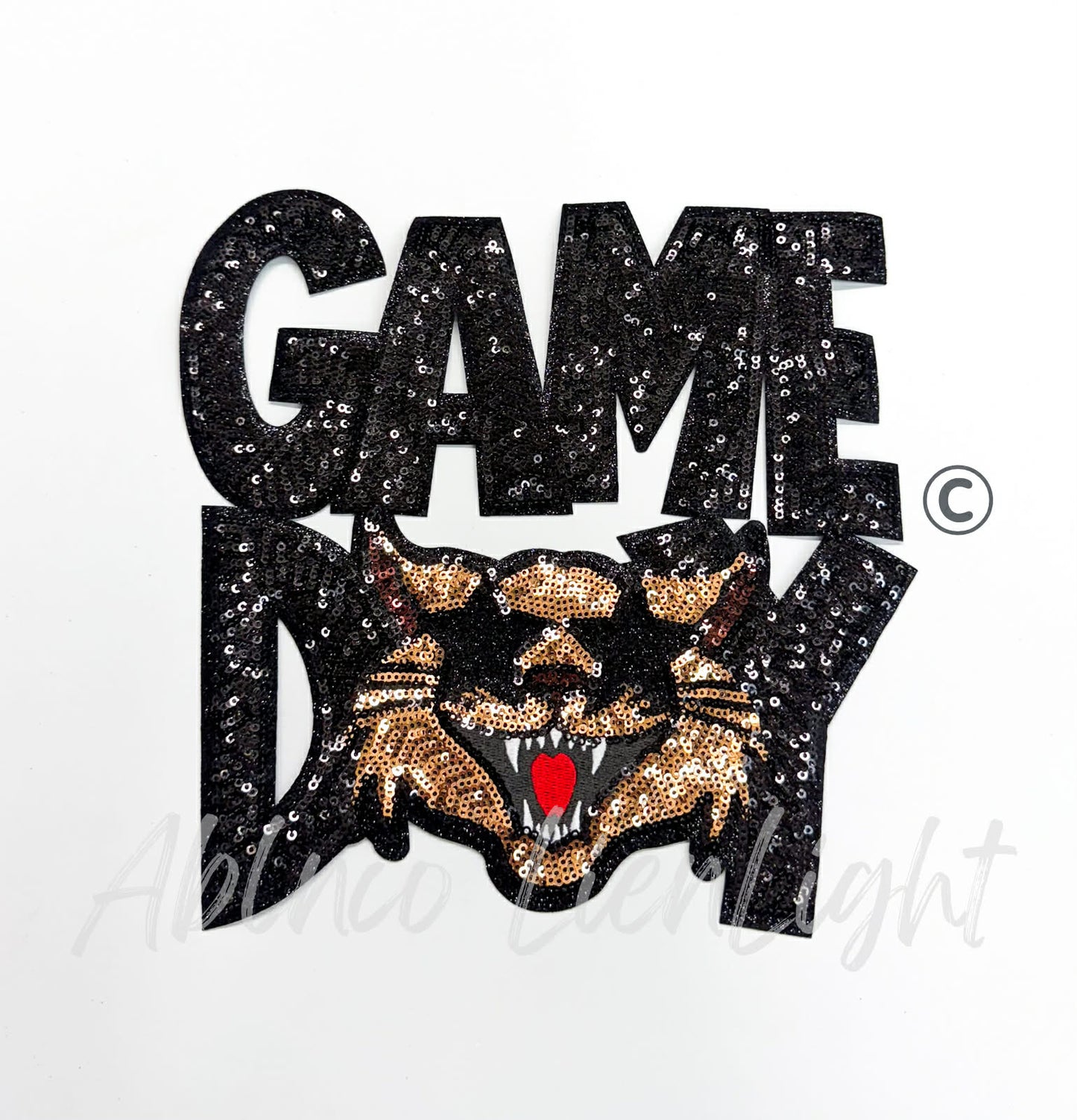 Black Bearcat Game Day Mascot Sequins Patch - Large