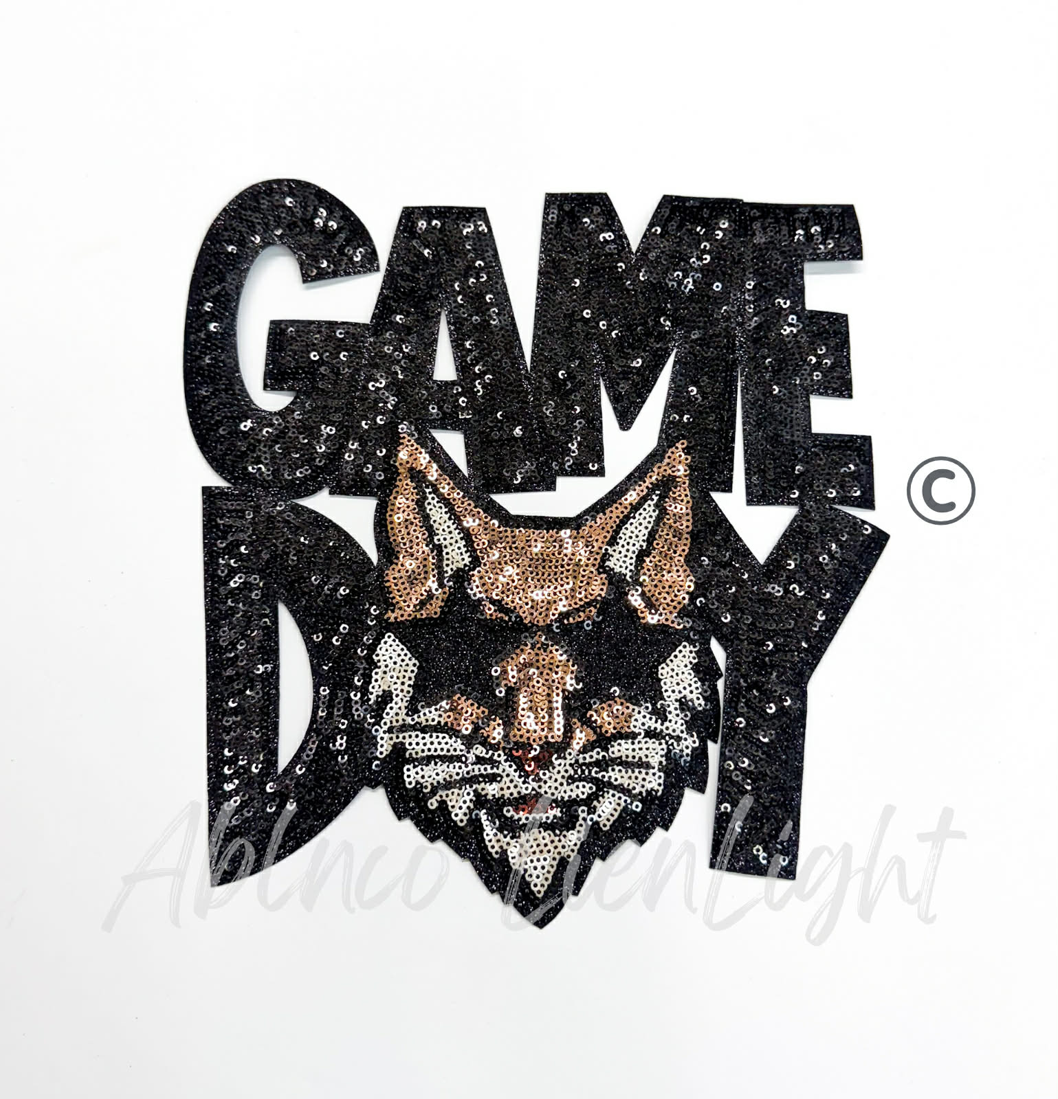 Bobcat Mascot Game Day Sequin Patch - Large