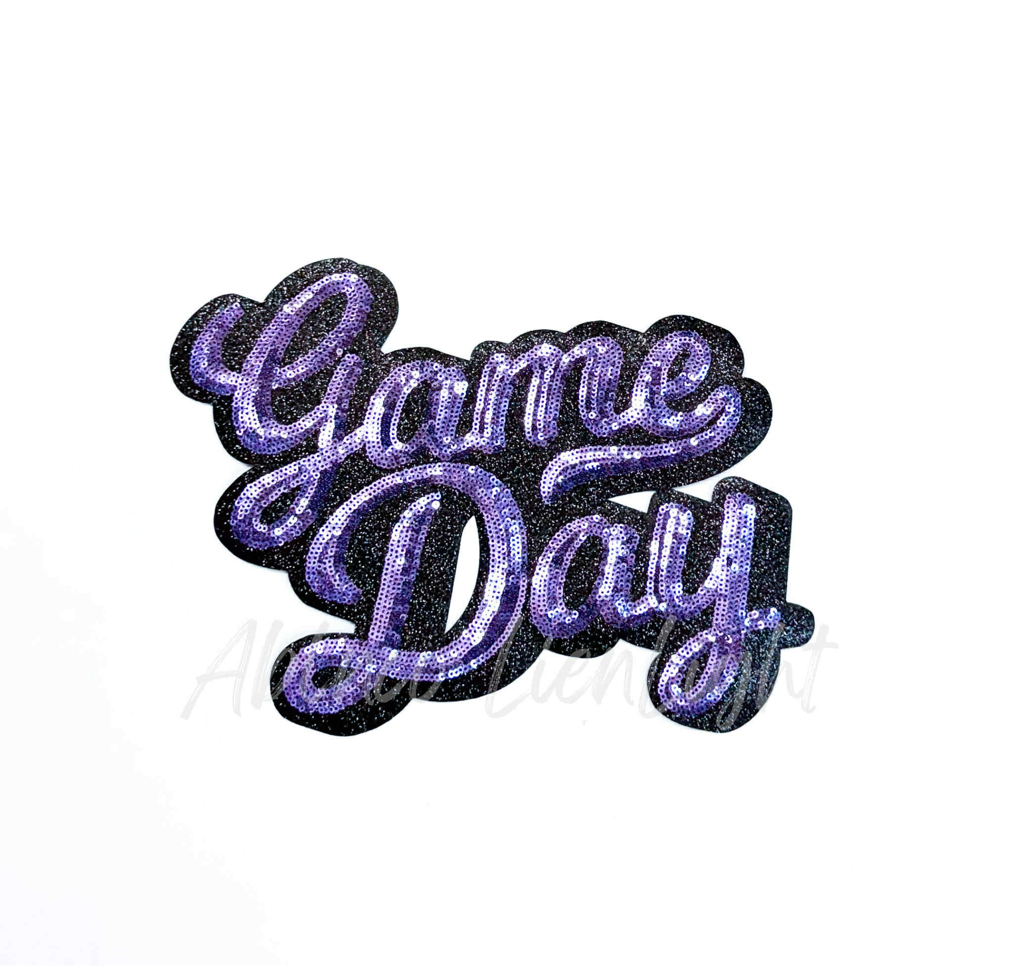 Purple Game Day Cursive Sequin Patch - Large