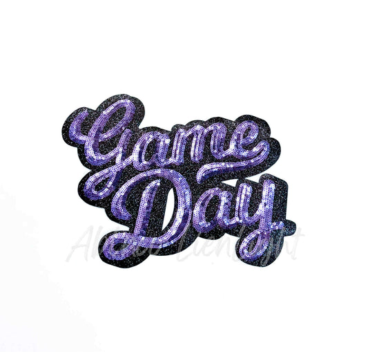 Purple Game Day Cursive Sequins Patch